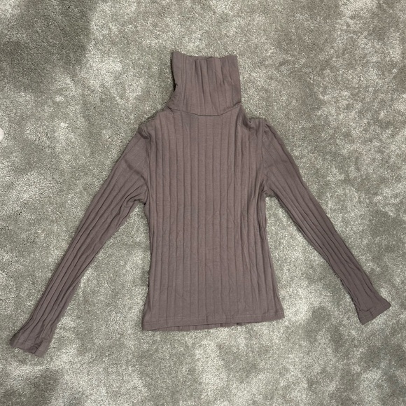 SweatyRocks Ribbed Long Sleeve Mock Neck Cutout Top Women’s Brown Taupe NWT Sz S - Picture 4 of 5